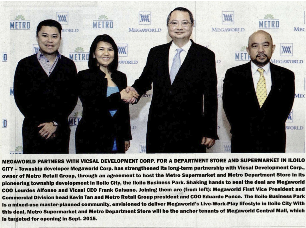 Megaworld Partners with VICSAL Development Corporation for a Department Store and Supermarket in Iloilo