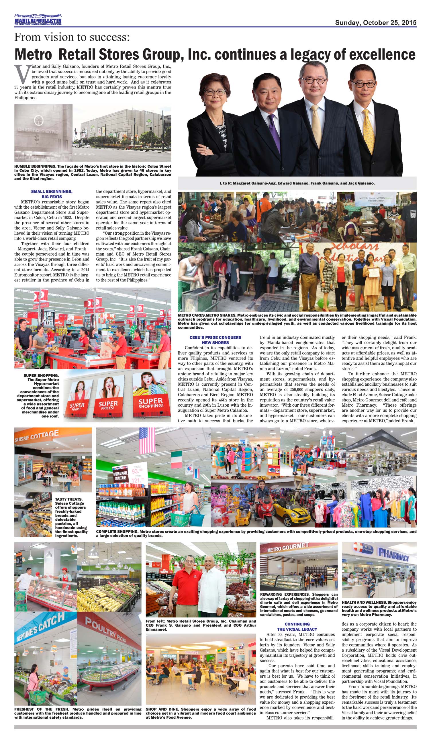 From vision to success Metro Retail Stores Group Inc. continues a legacy of excellence Manila Bulletin
