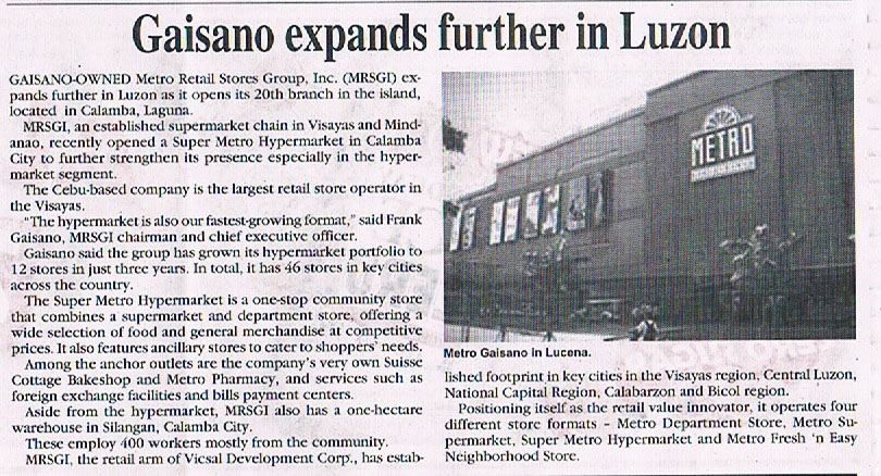 Gaisano expands further in Luzon Malaya Business Insight