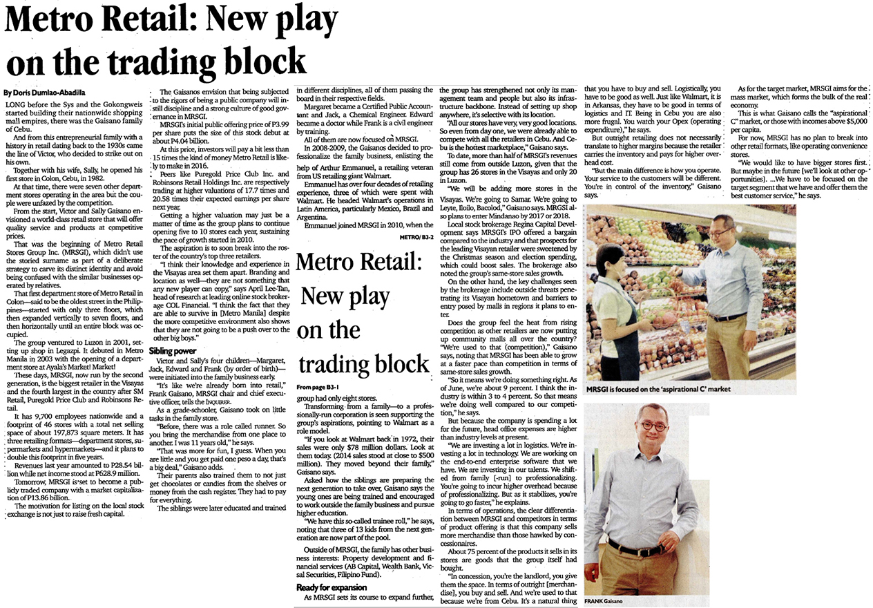Metro Retail New play on the trading block Philippine Daily Inquirer