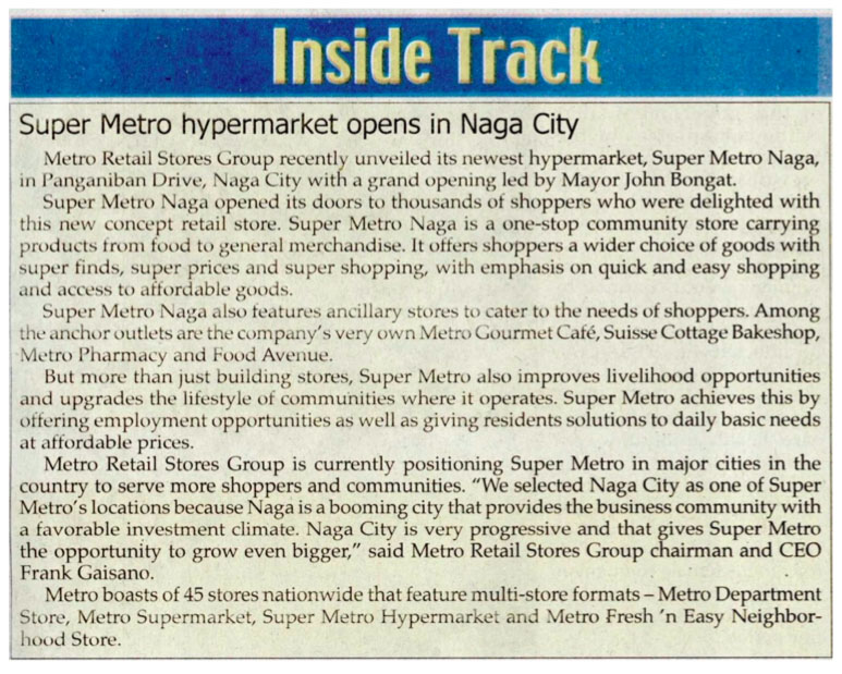 Super Metro Hypermarket Opens in Naga City Philstar 2