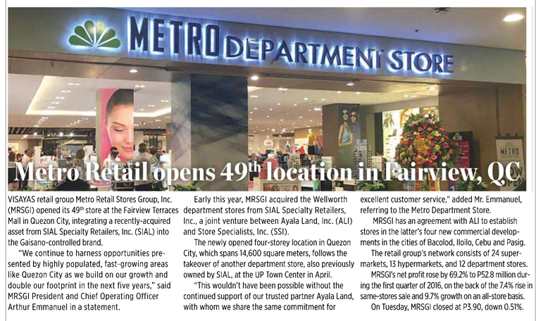 Metro Retail opens 49th location in Fairview QC