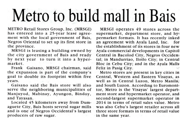 Metro to build maill in Bais
