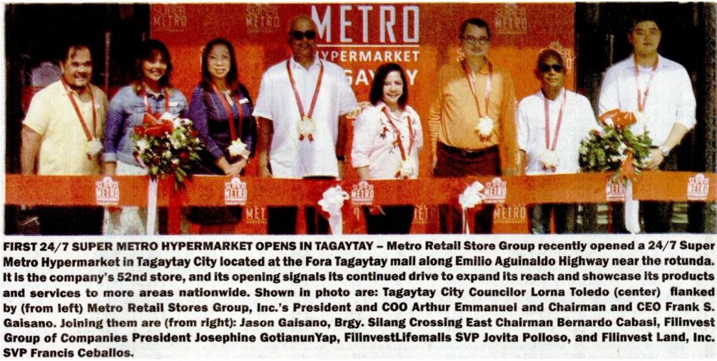 First 24 7 Super Metro Hypermarket Opens in Tagaytay