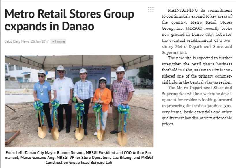 Metro Retail Stores Group expands in Danao