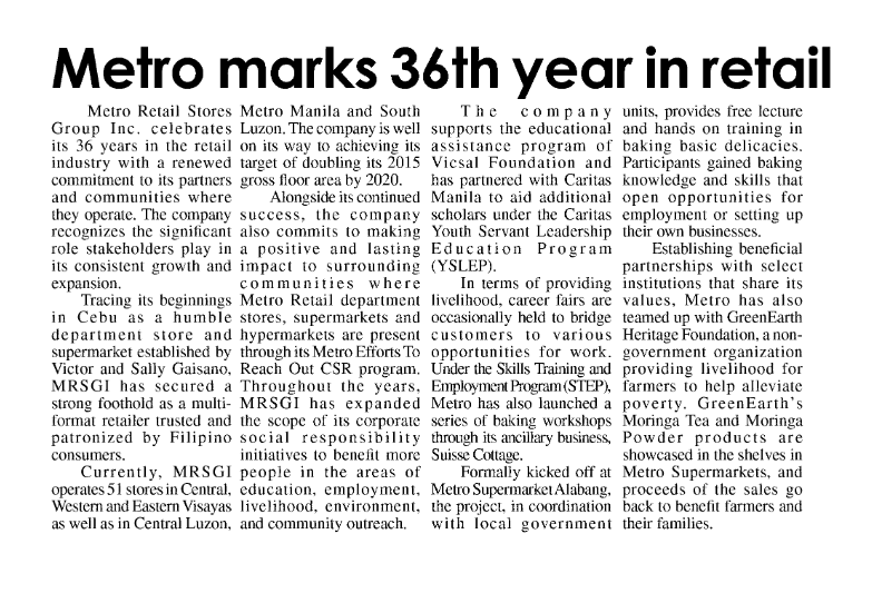 Metro marks 36th year in retail   The Freeman