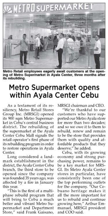 Metro Supermarket opens within Ayala Center Cebu Philippine Star