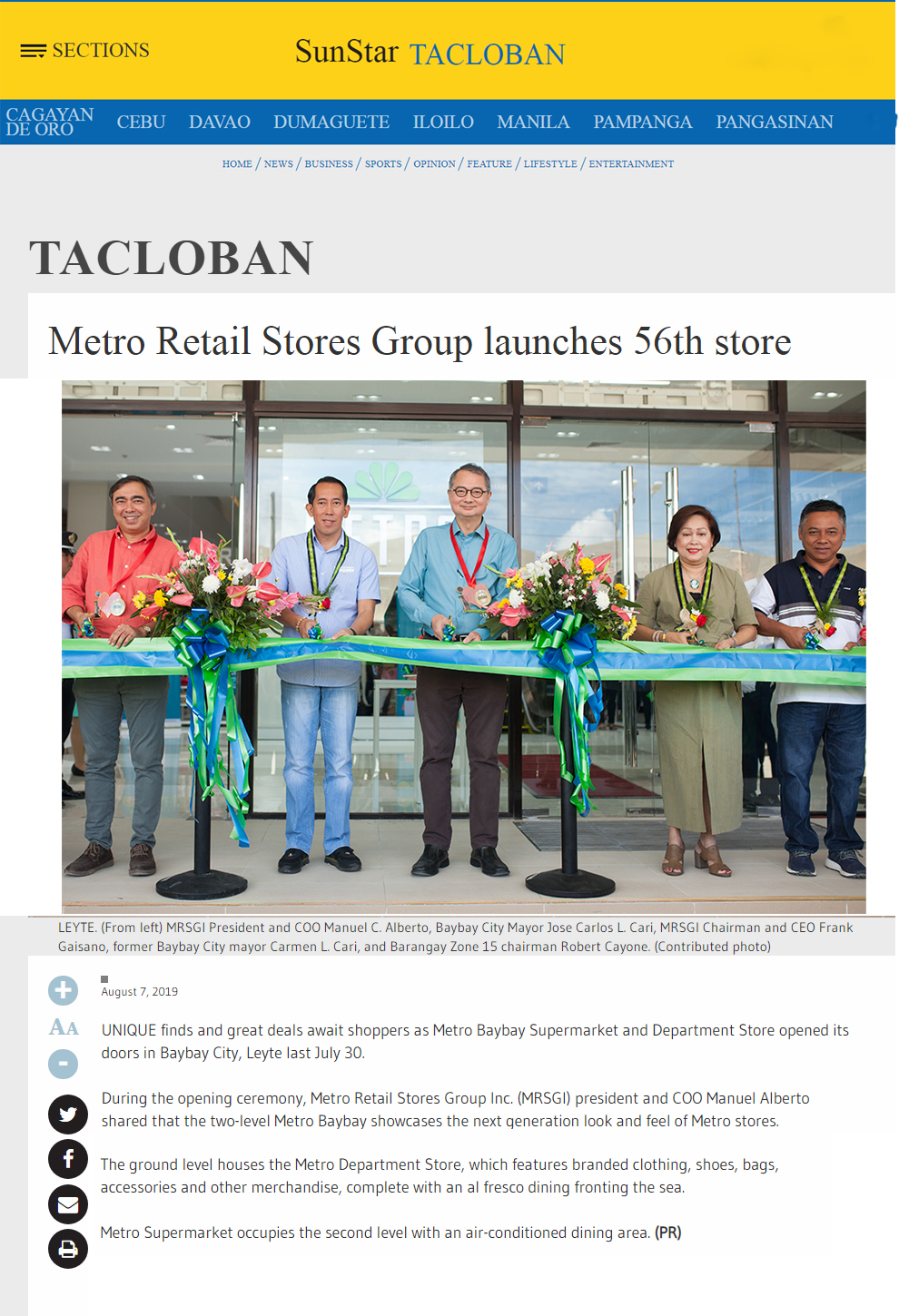 August 7 2019 Metro Retail Stores Group launches 56th store Sun Star Networkwww.sunstar.com.ph with link