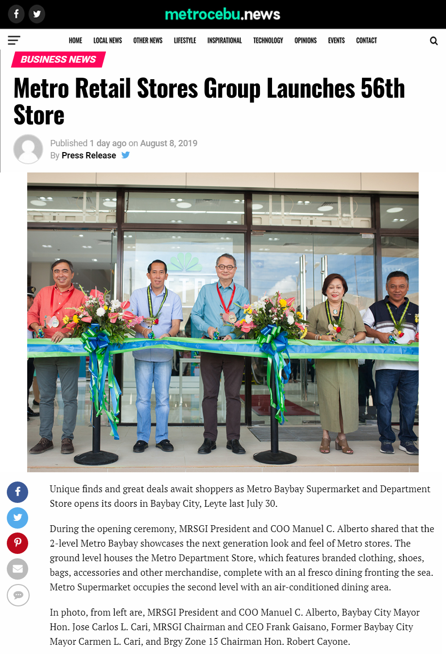 August 8 2019 Metro Retail Stores Group Launches 56th Store Metro Cebu www.metrocebu.com.ph