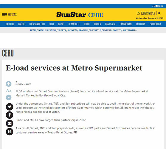 Jan 4 E load services at Metro Supermarket SunStar Cebu