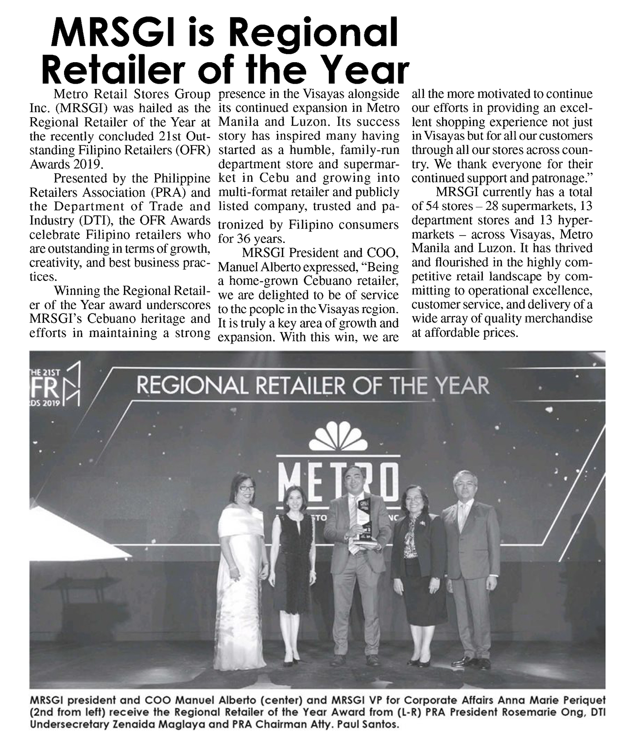 MRSGI is Regional Retailer of the Year The Freeman