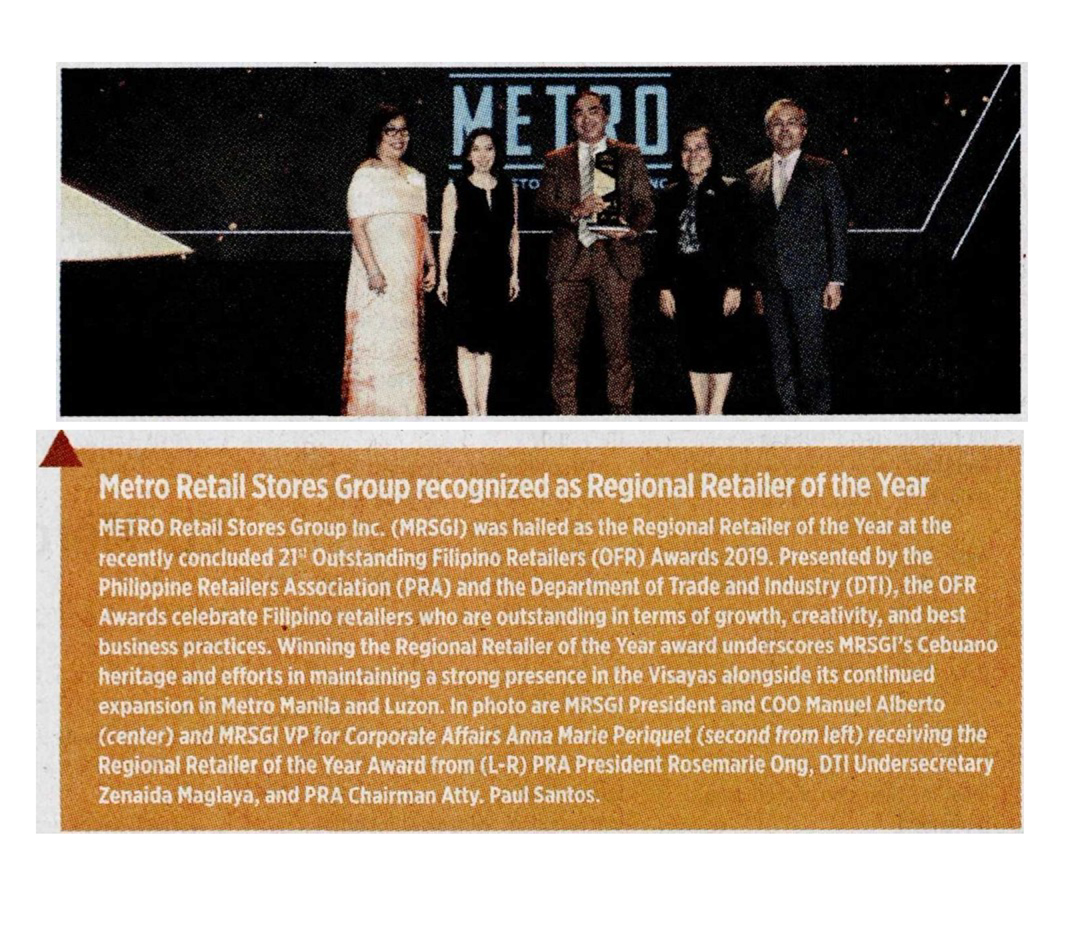 Metro Retail Stores Group recognzed as Regional Retailer of the Year Business World