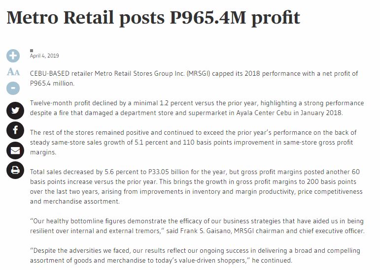 Metro Retail posts P965.4M profit Sun Star Networkwww.sunstar.com.ph