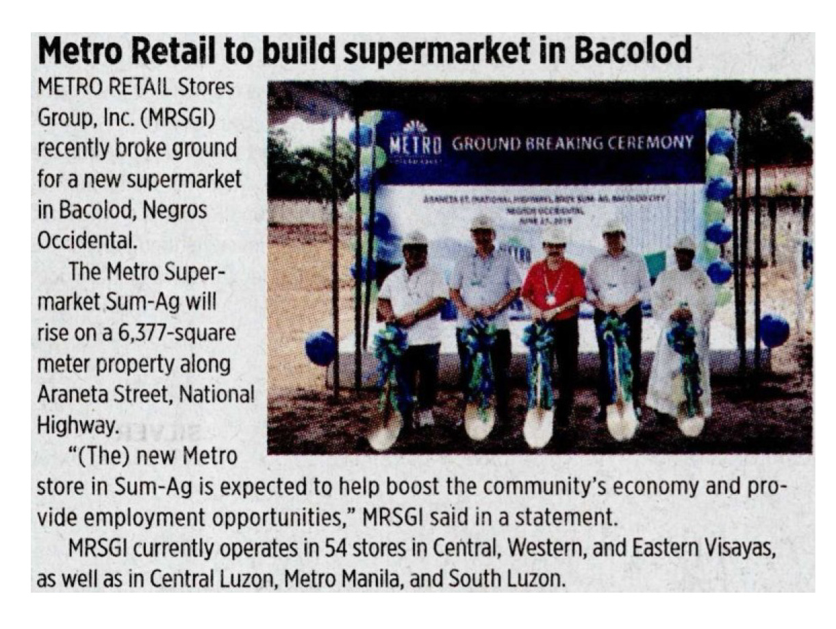 Metro Retail to build supermarket in Bacolod Business World