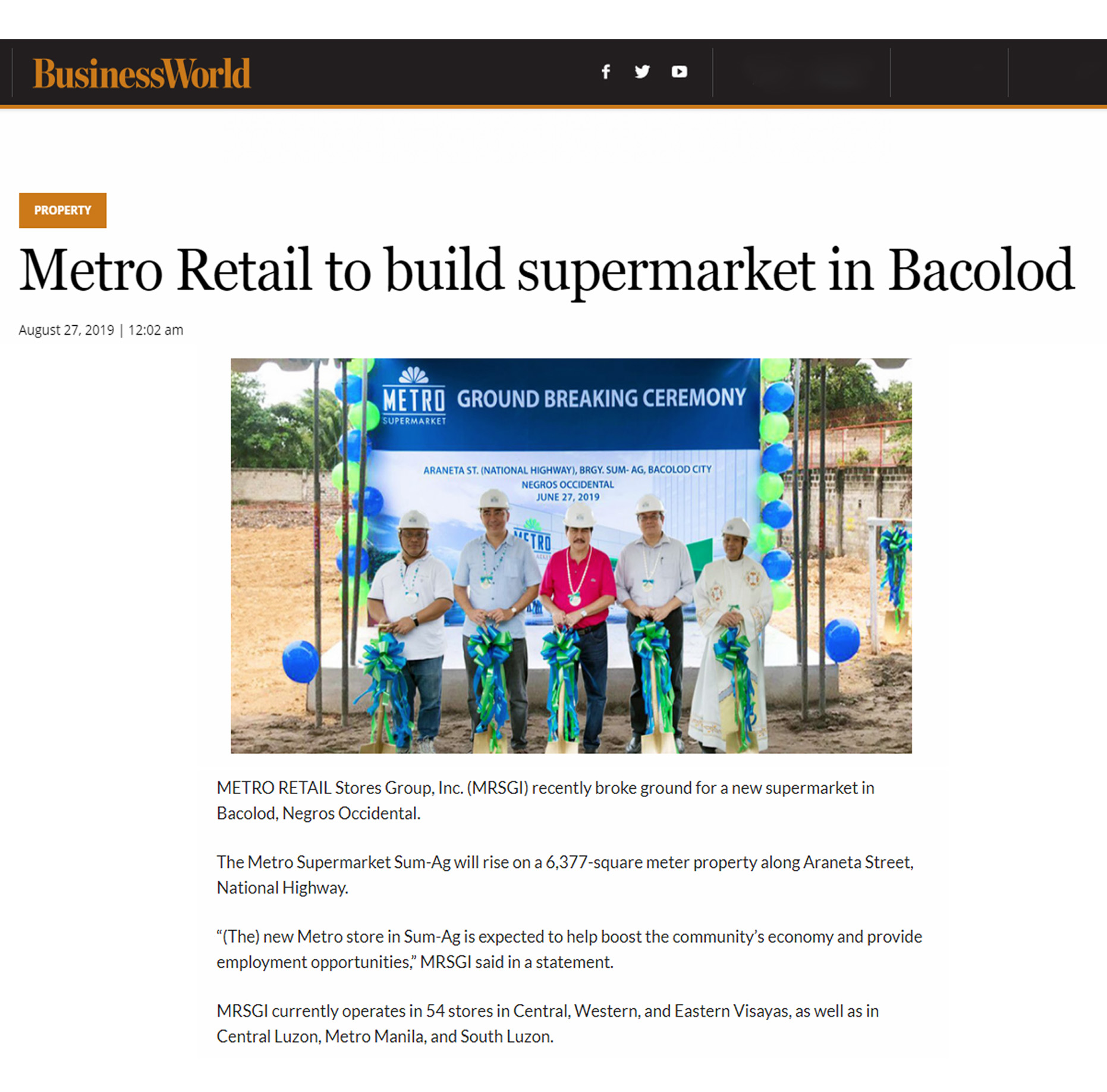 Metro Retail to build supermarket in Bacolod Business World www.bworldonline.com