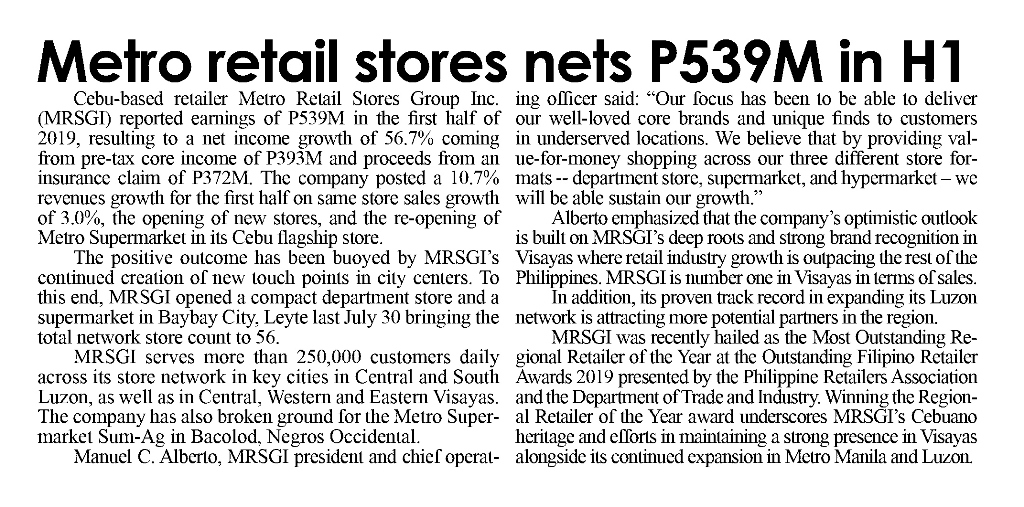Metro retail stores nets P539M in H1 The Freeman