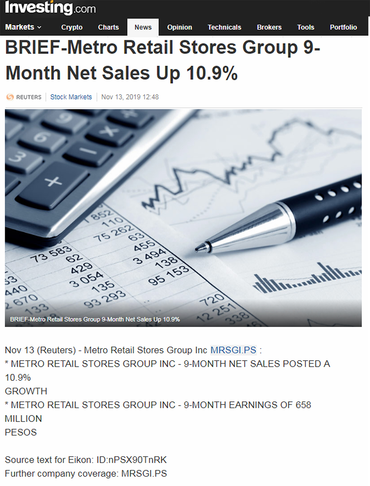 November 13 2019 BRIEF Metro Retail Stores Group 9 Month Net Sales Up 10.9 Investing.com Philippines www.ph.investing.com