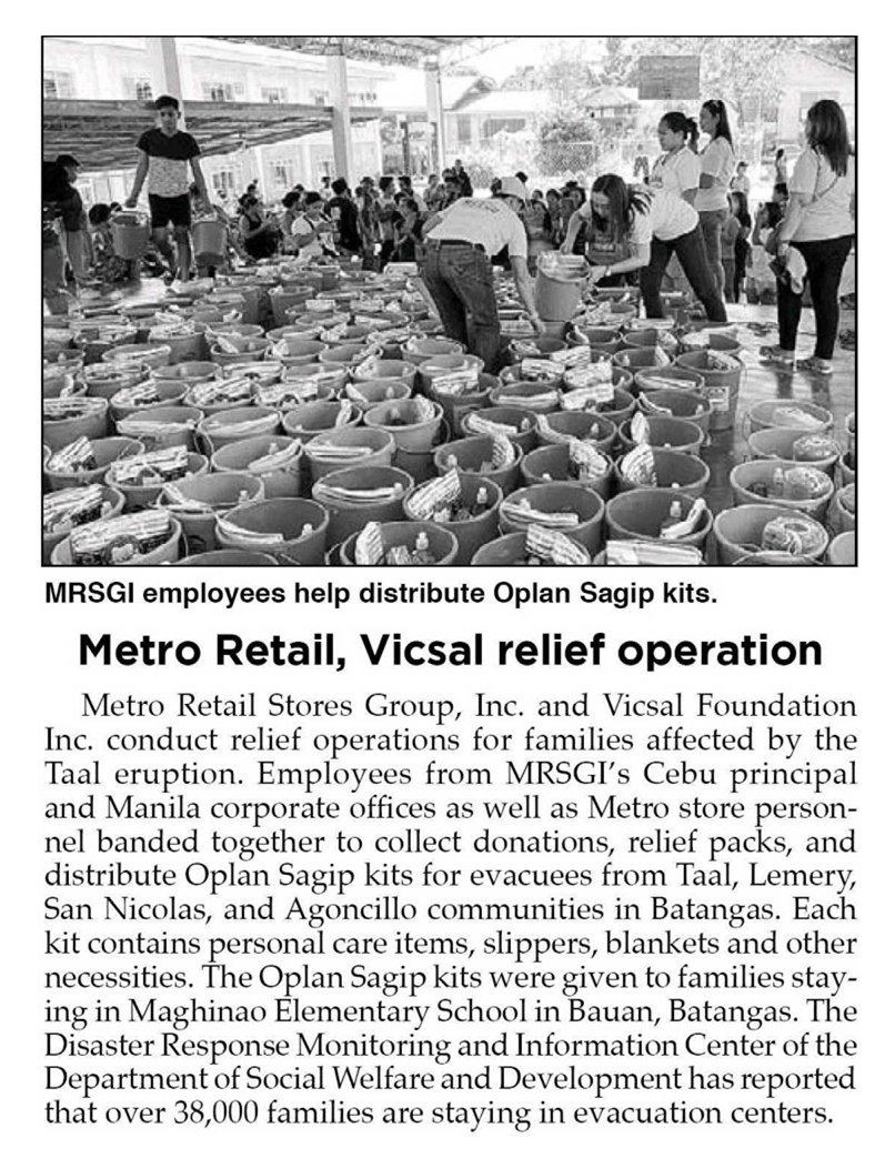February 4 2020 Metro Retail Vicsal relief operation The Philippine Star