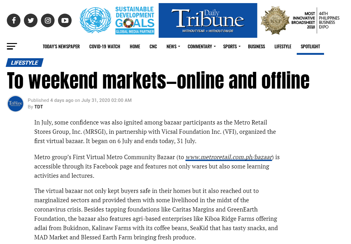 July 31 2020 To weekend markets online and offline Daily Tribune tribune.net.ph