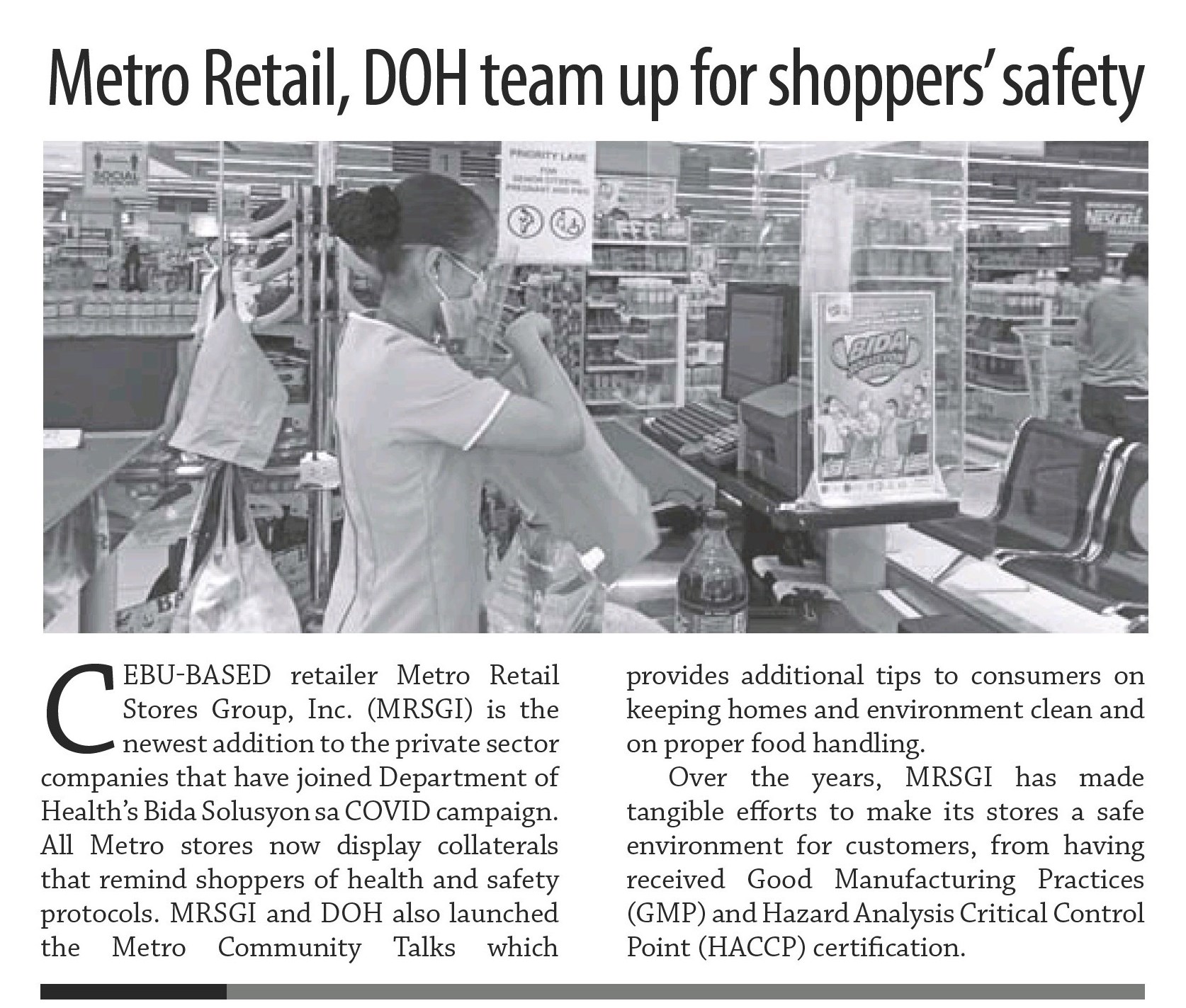 November 16 2020 Metro Retail DOH team up for shoppers safety Business Mirror