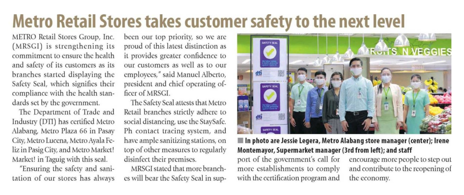 July 2 2021 DTI Safety Seal Manila Times