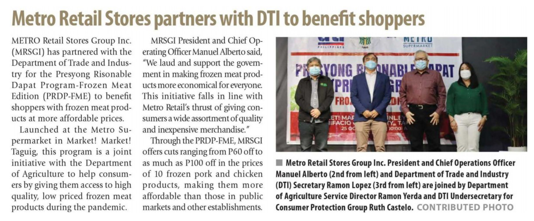 Nov 26 Metro Retail Stores partners with DTI to benefit shoppers Manila Times