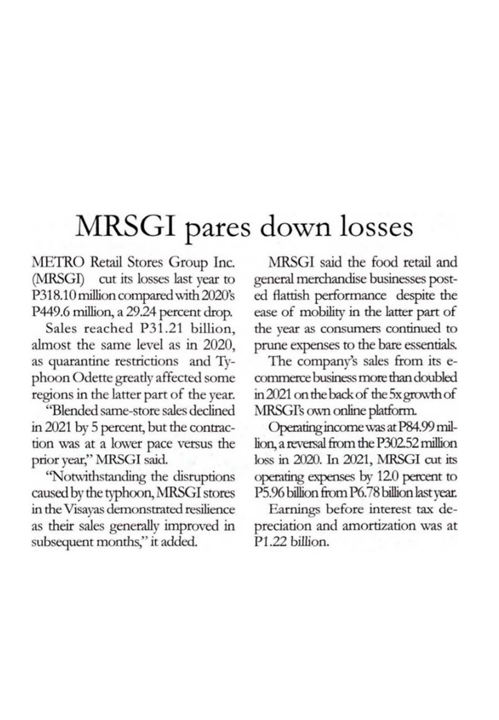MRSGI pares down losses Malaya