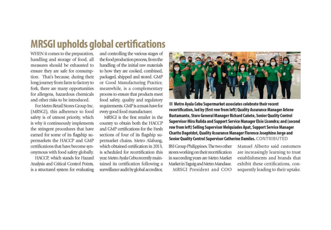 MRSGI upholds global certifications