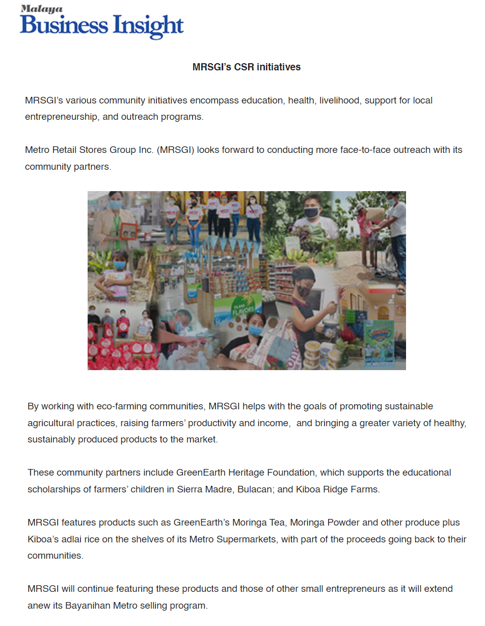 MRSGIs CSR initiatives Malaya Business Insights