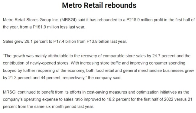 Metro Retail Rebounds Malaya Business Insight