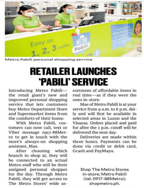 Retailer Launches Pabili Service Philippine Daily Inquirer